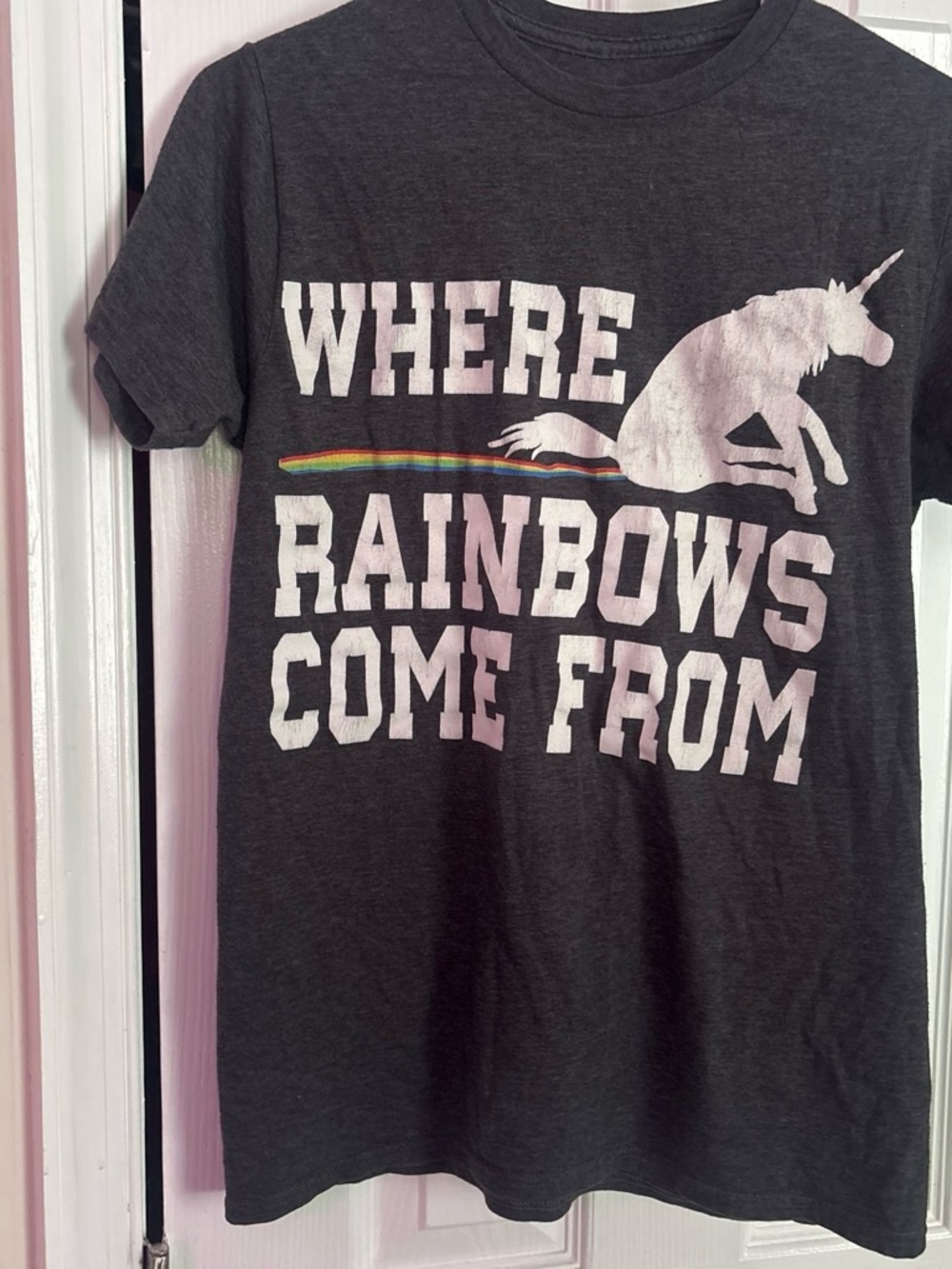 Charcoal 'Where Rainbows Come From' Unicorn Graphic Tee